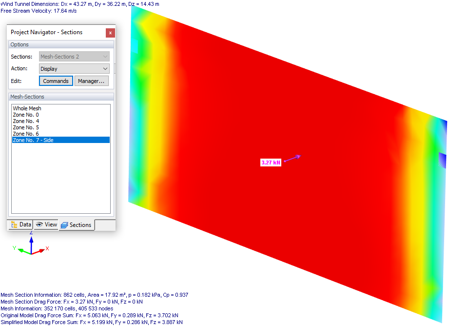 Surface Pressure of Wall Mesh Section